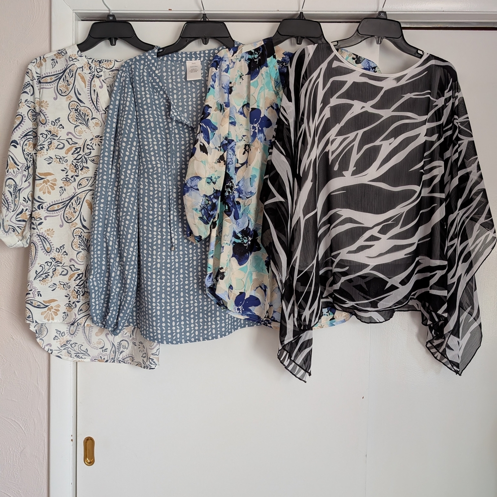 Kim Rogers Mixed Print & Solid Women's Tunic Tops - Multi-Color - Picture 4 of 4